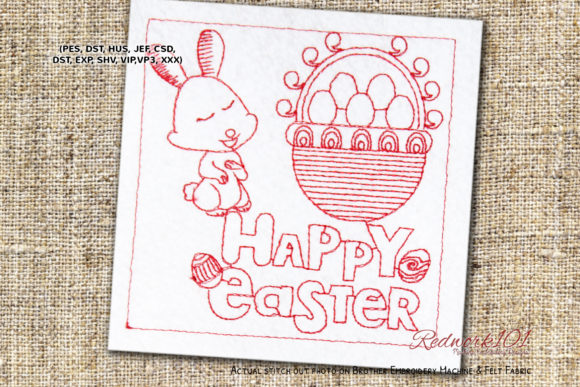 Reviewing Happy Easter with Egg Basket Redwork